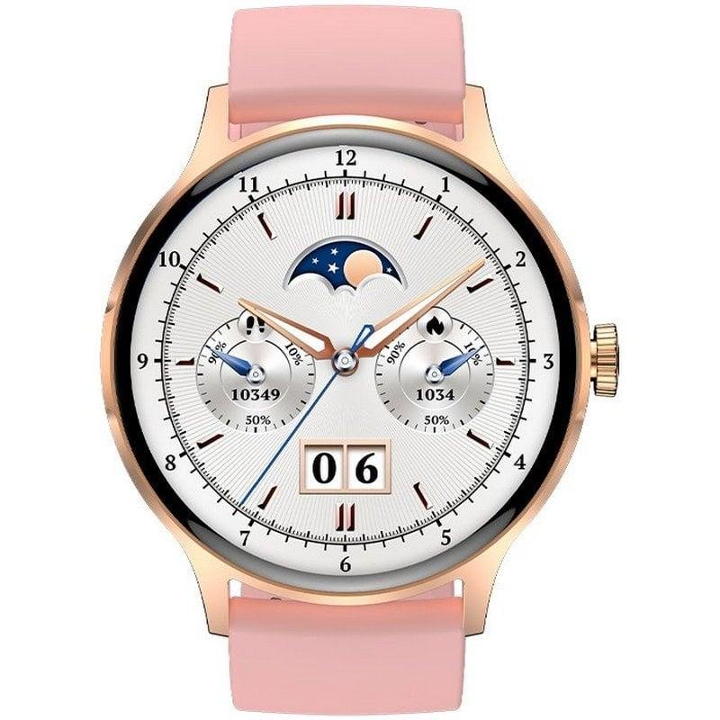 Detalle 2 de Cool Iris Reloj Smartwatch: AMOLED, llamadas y salud en una pulsera Rosa de Silicona