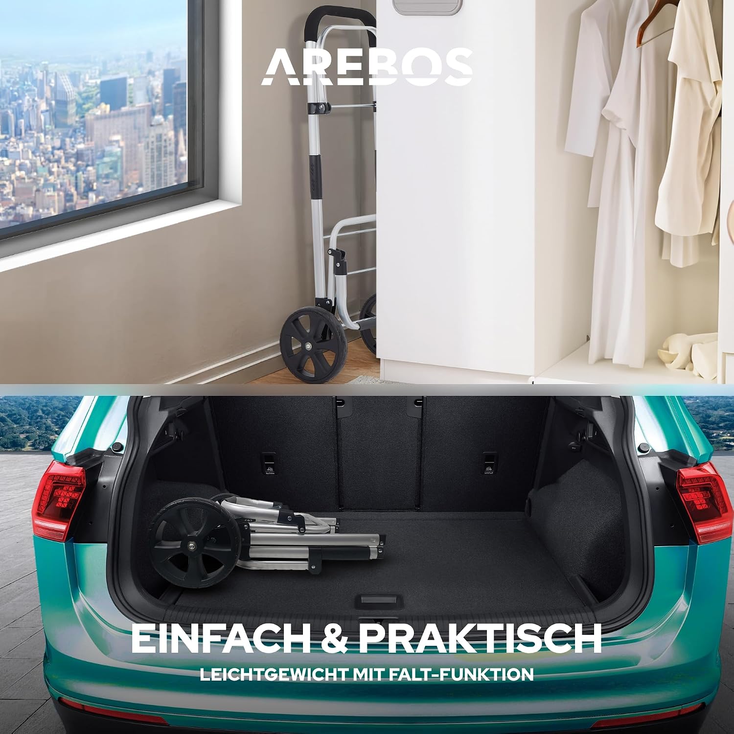Thumbnail 5 de Arebos 3in1 Einkaufstrolley | Großer Trolley 56 Liter mit Kühlfach und klappbarer Tasche