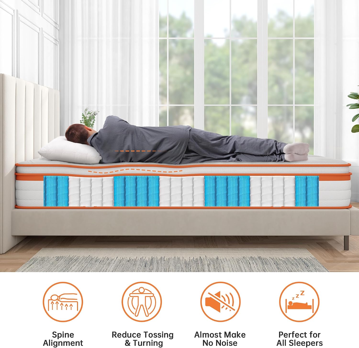 Detalle 2 de TeQsli Single Mattress 10 Inch Gel Memory Foam 90x190x25 cm