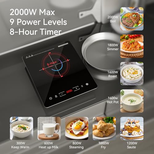 Detalle de COOKNANO Plaque à Induction Unique 2000W – Puissance, Praticité et Sécurité