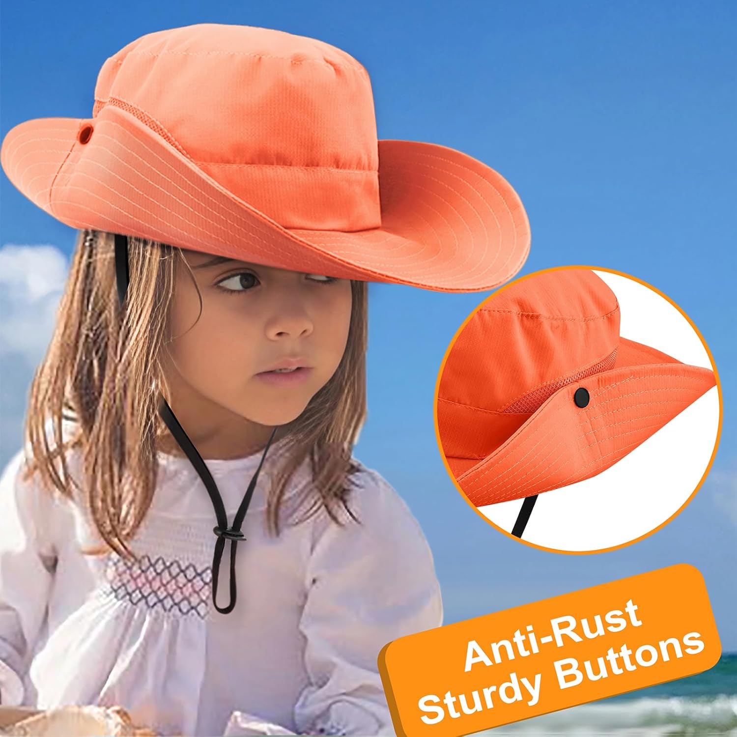 Thumbnail 3 de DRESHOW toddler sun hat (3–8 years) with UV protection, foldable mesh and chin strap