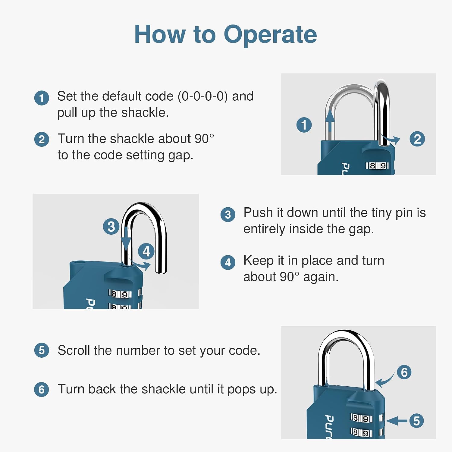 Detalle 2 de Puroma Combination Padlock, Zinc Alloy and Steel