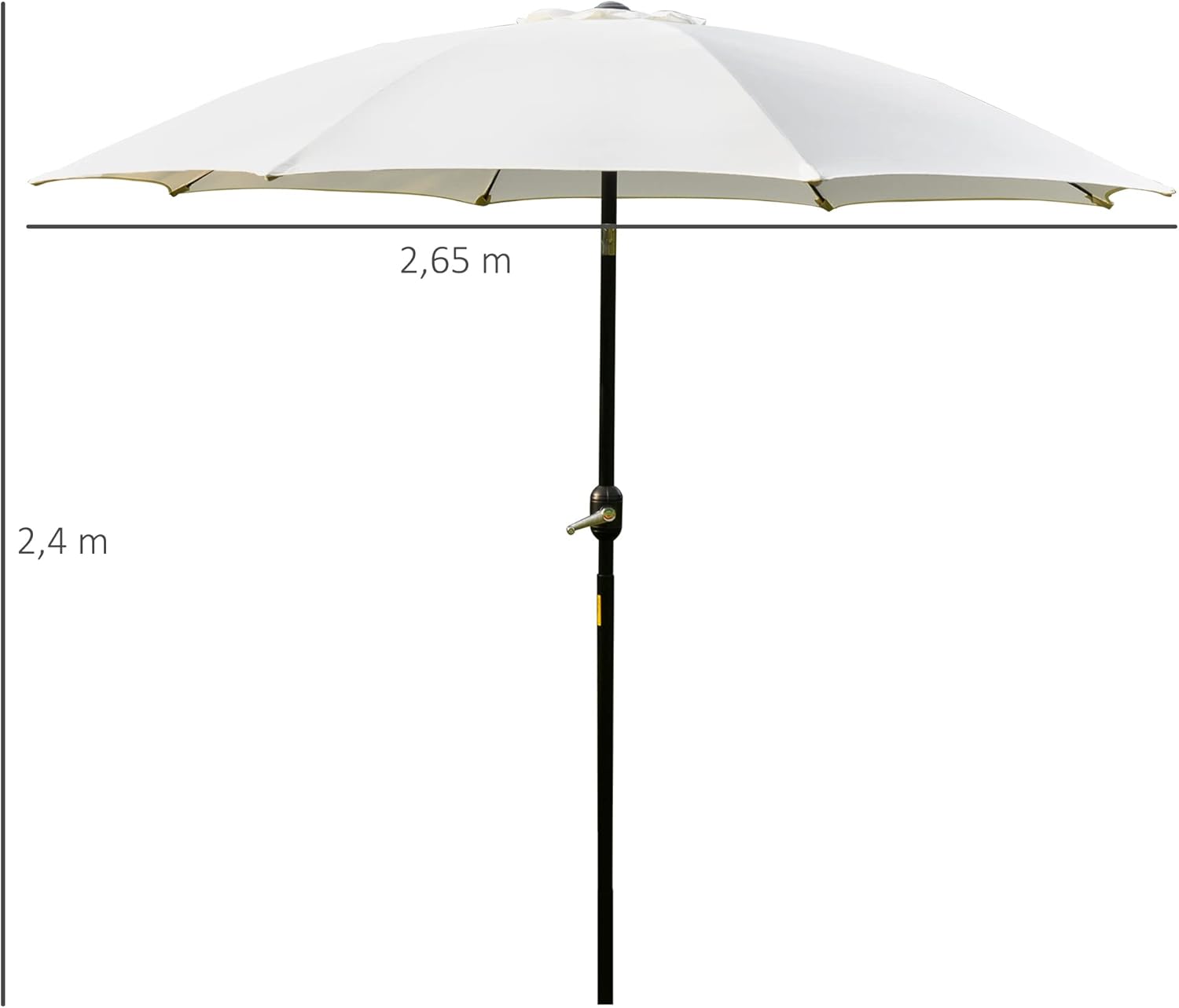 Thumbnail 6 de Outsunny Parasol de jardin inclinable Ø2,65 m - crème, cadre aluminium et fibres de verre