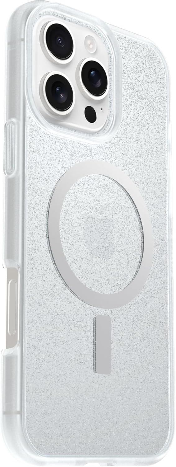 Detalle de OtterBox React Series MagSafe pour iPhone 16 Pro Max - Étui ultra-mince, antichoc et recyclé (Stardust/Transparent)