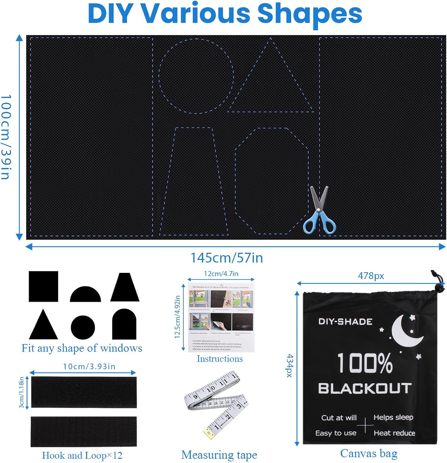 Thumbnail 1 de Blackout Blinds 145 x 100 cm: Portable 100% Nursery Blackout Roller Blind
