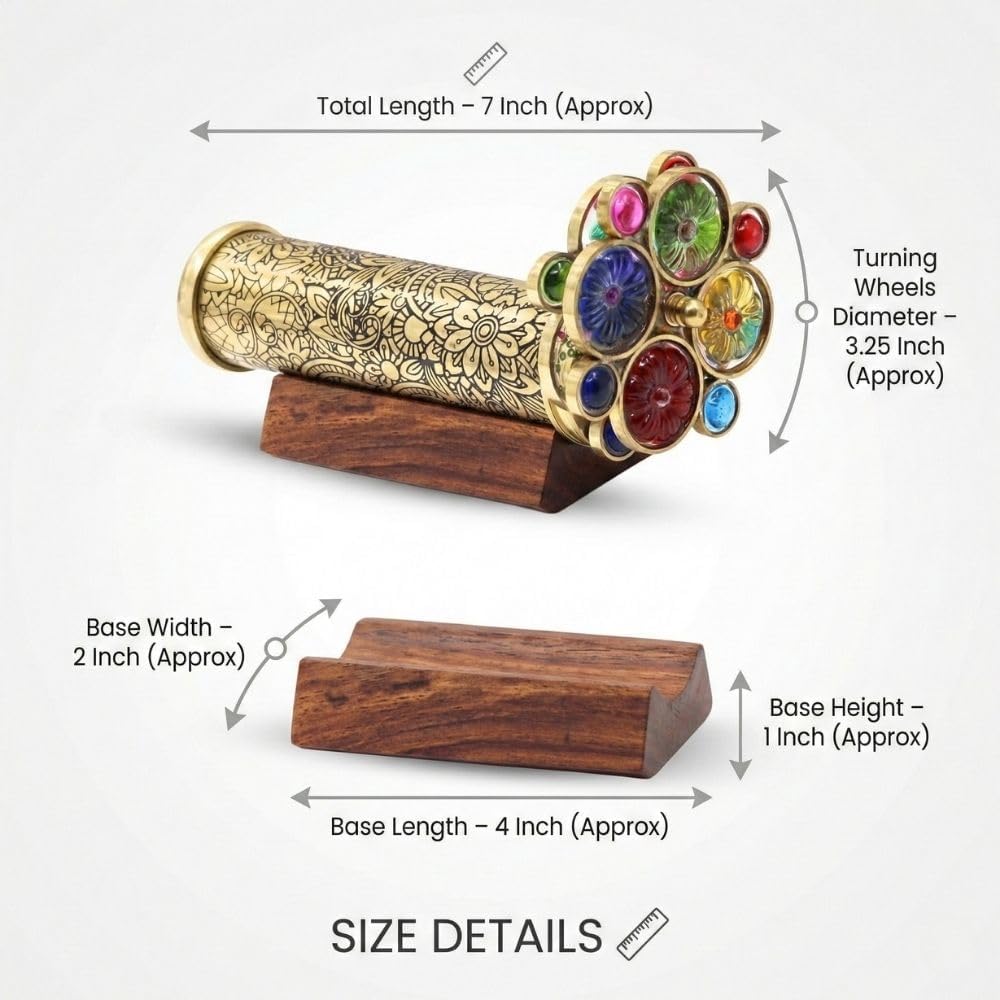 Thumbnail 3 de Handcrafted Etched Floral Pattern Lacquered Brass Kaleidoscope