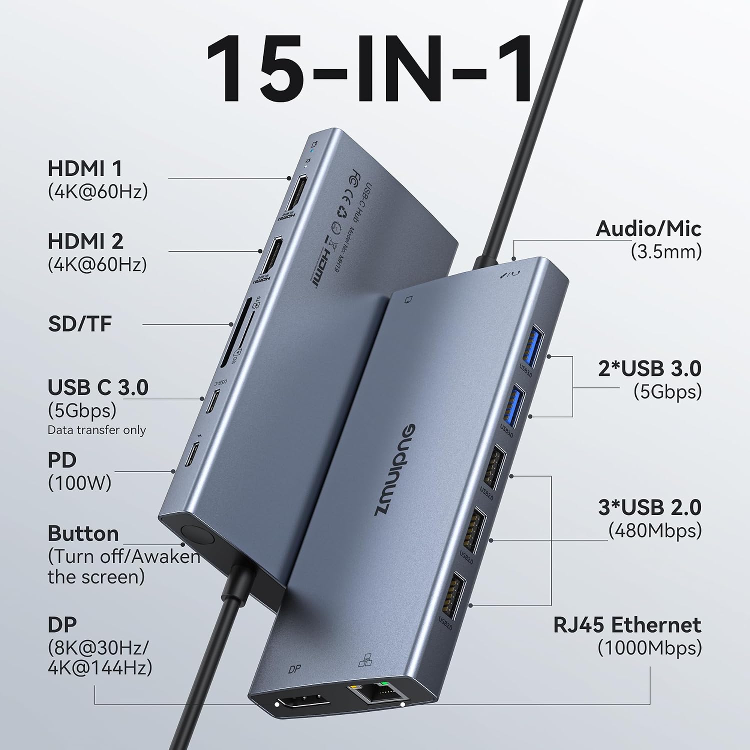 Detalle 2 de USB-C Docking Station 15-in-1