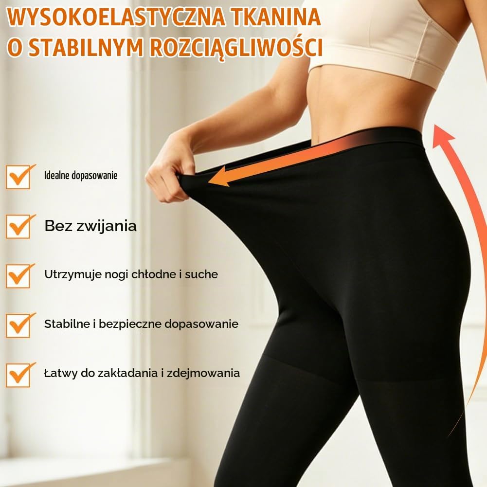 Detalle de AYBUY rajstopy kompresyjne 23–32 mmHg, czarne, z wysokim stanem
