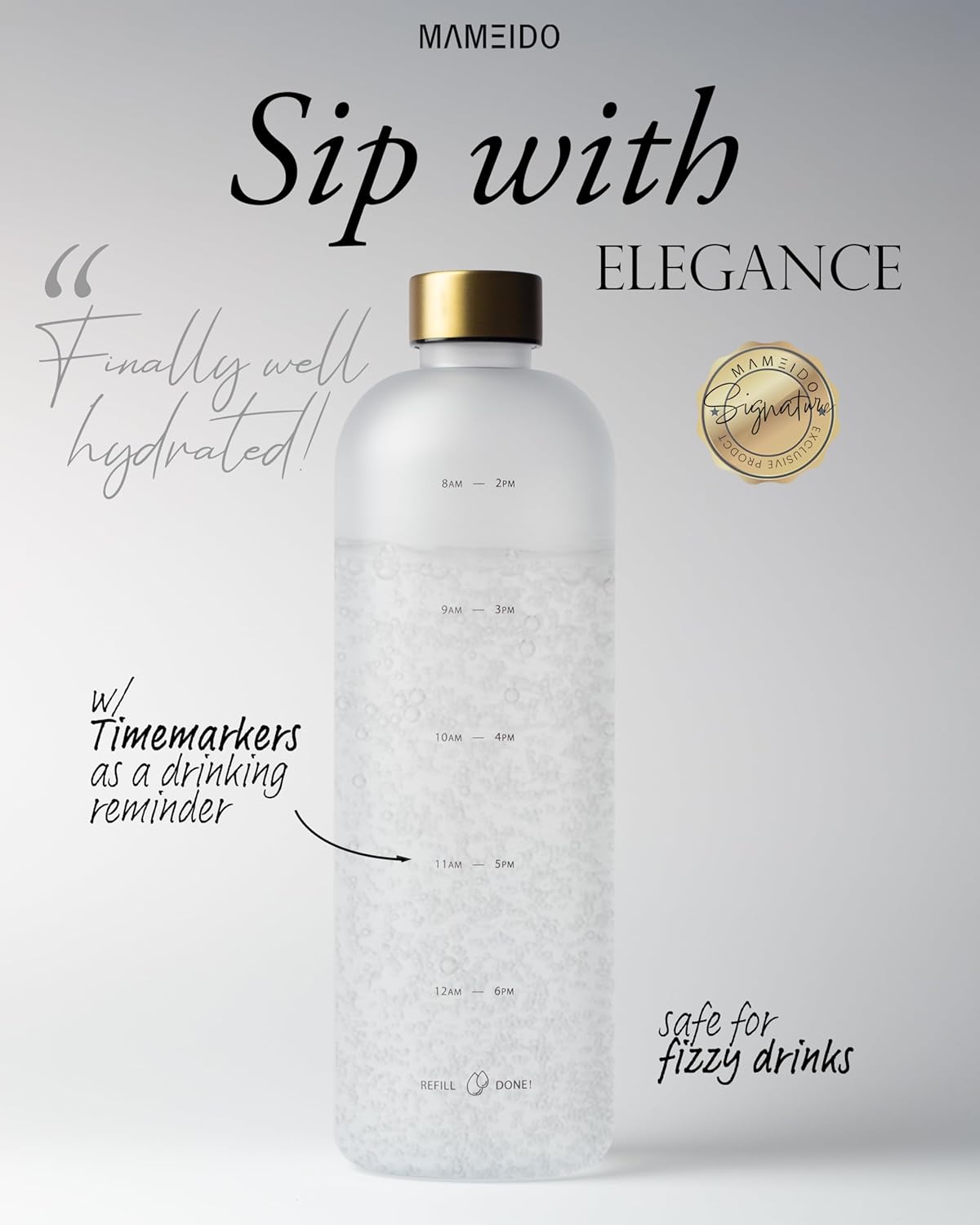 Thumbnail 1 de MAMEIDO Gourde 1,5 l avec marqueur de temps, plastique Tritan sans BPA, étanche (Frosted White)