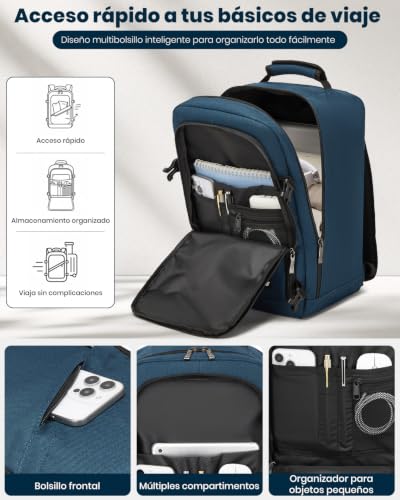 Detalle de Kono mochila de cabina 40 x 20 x 25 cm con apertura de 180° y correa para equipaje