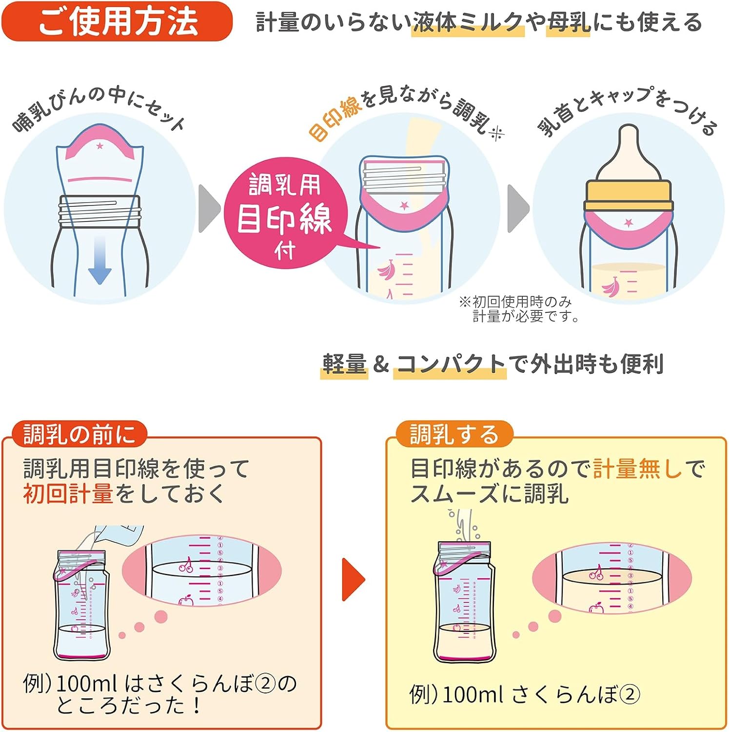 Detalle 1 de カネソン 哺乳びん用インナーバッグ 目印線付き 20枚入り×2セット