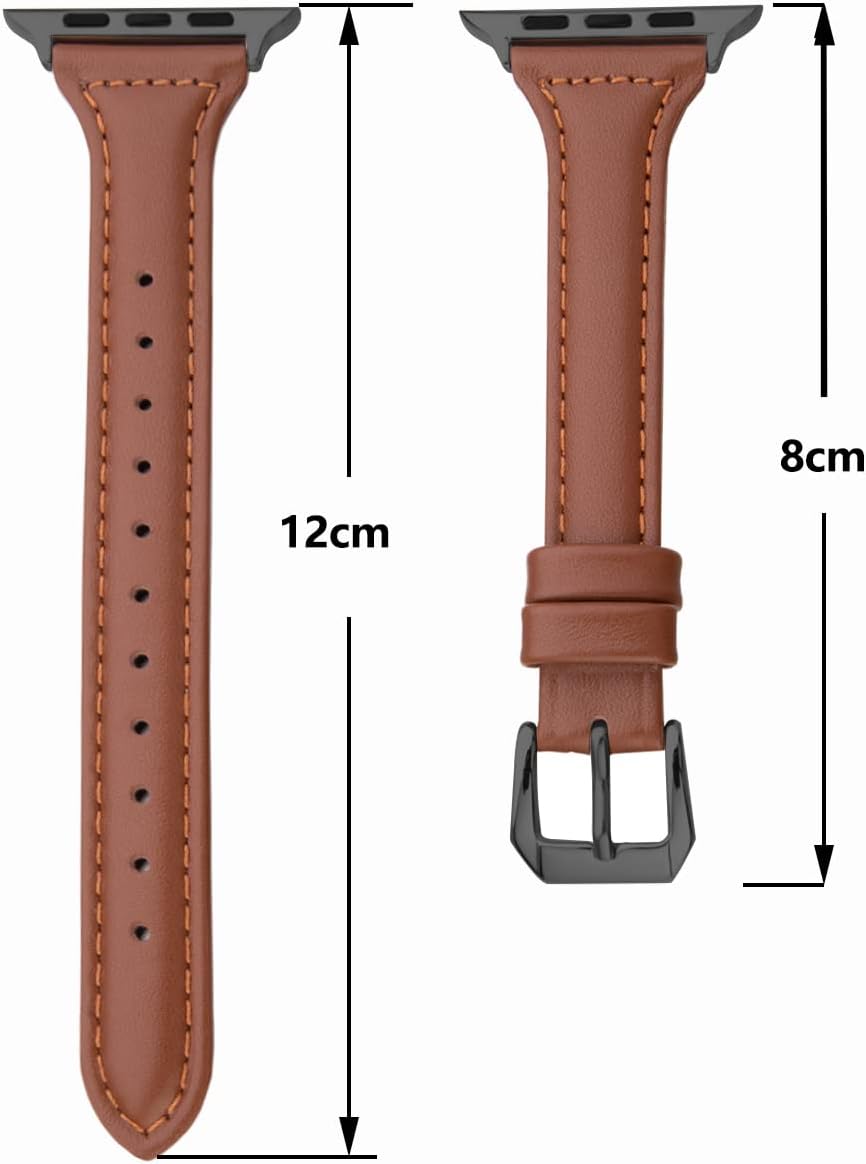 Thumbnail 1 de SEURE Lederarmband kompatibel mit Apple Watch (38/40/41 mm) – Slim Soft Band mit Edelstahl-Schnalle für Serien 1 bis 8