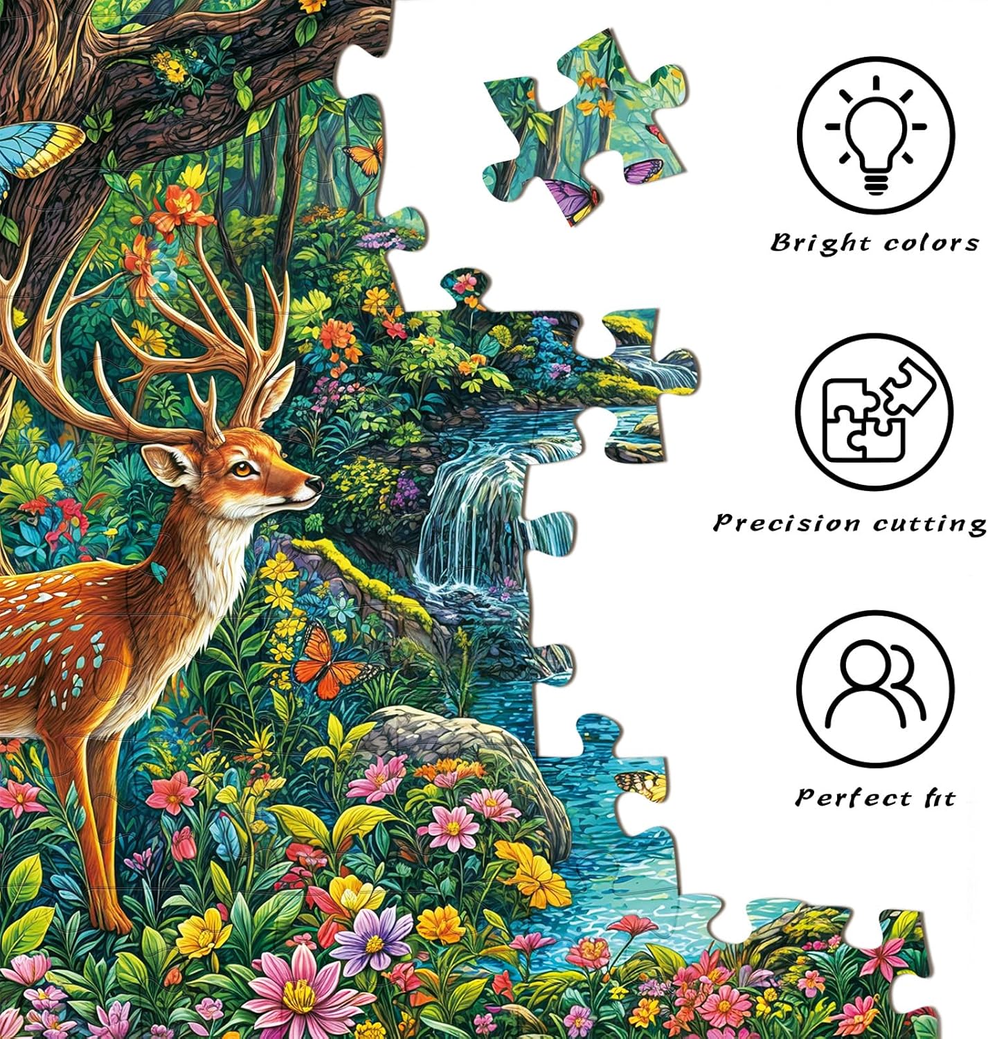 Detalle 2 de HUADADA 1000-Piece Forest Deer Jigsaw Puzzle for Adults