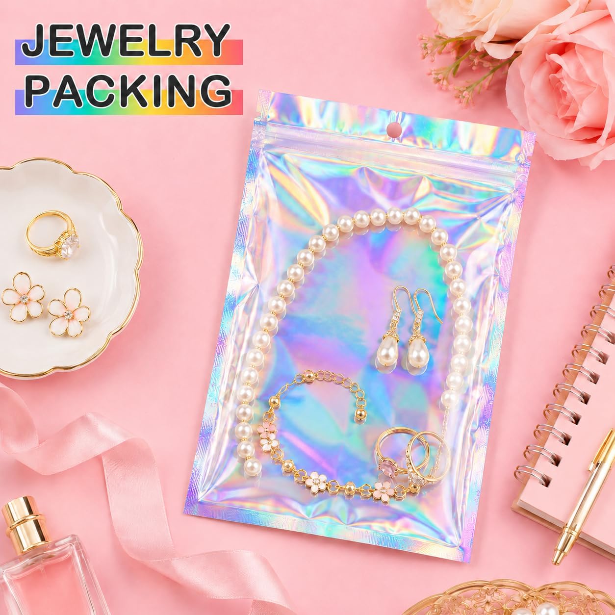 Thumbnail 4 de FUNFERY 100-xmas-GH Holographic Resealable Bags, 6.3 x 9.4-Inch, 50-Pack