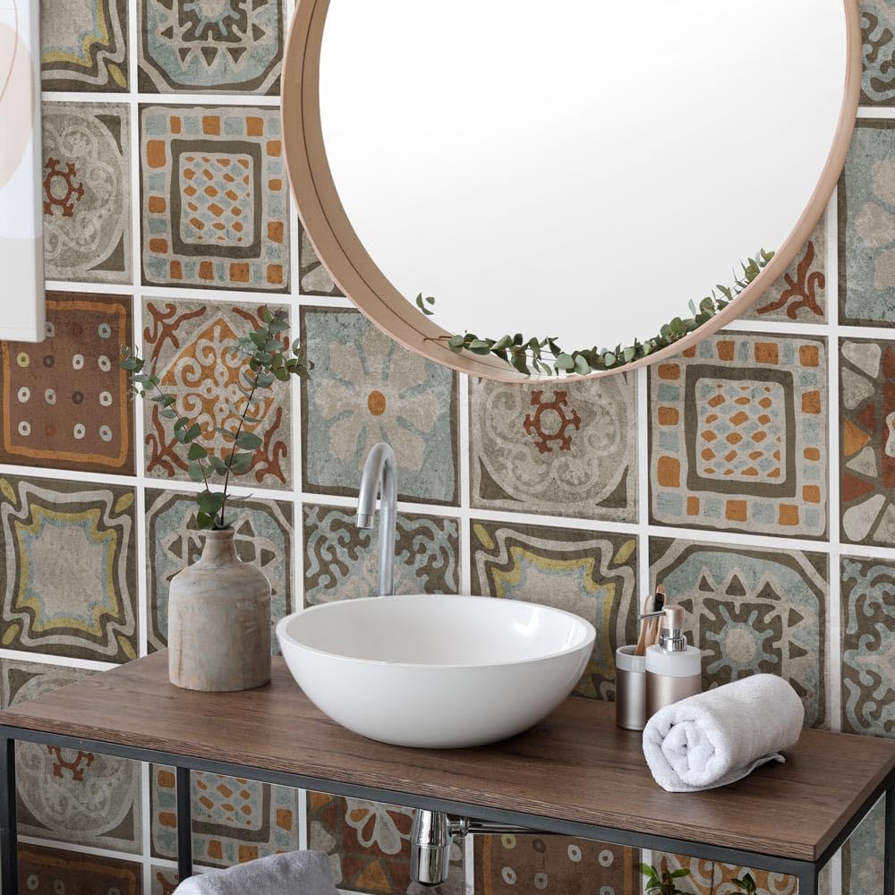 Thumbnail 6 de RE-COVERTILES Adesivi Piastrelle Cucina Bagno: 24 pezzi PVC Piastrelle Peel and Stick 10x10 cm, Impermeabili
