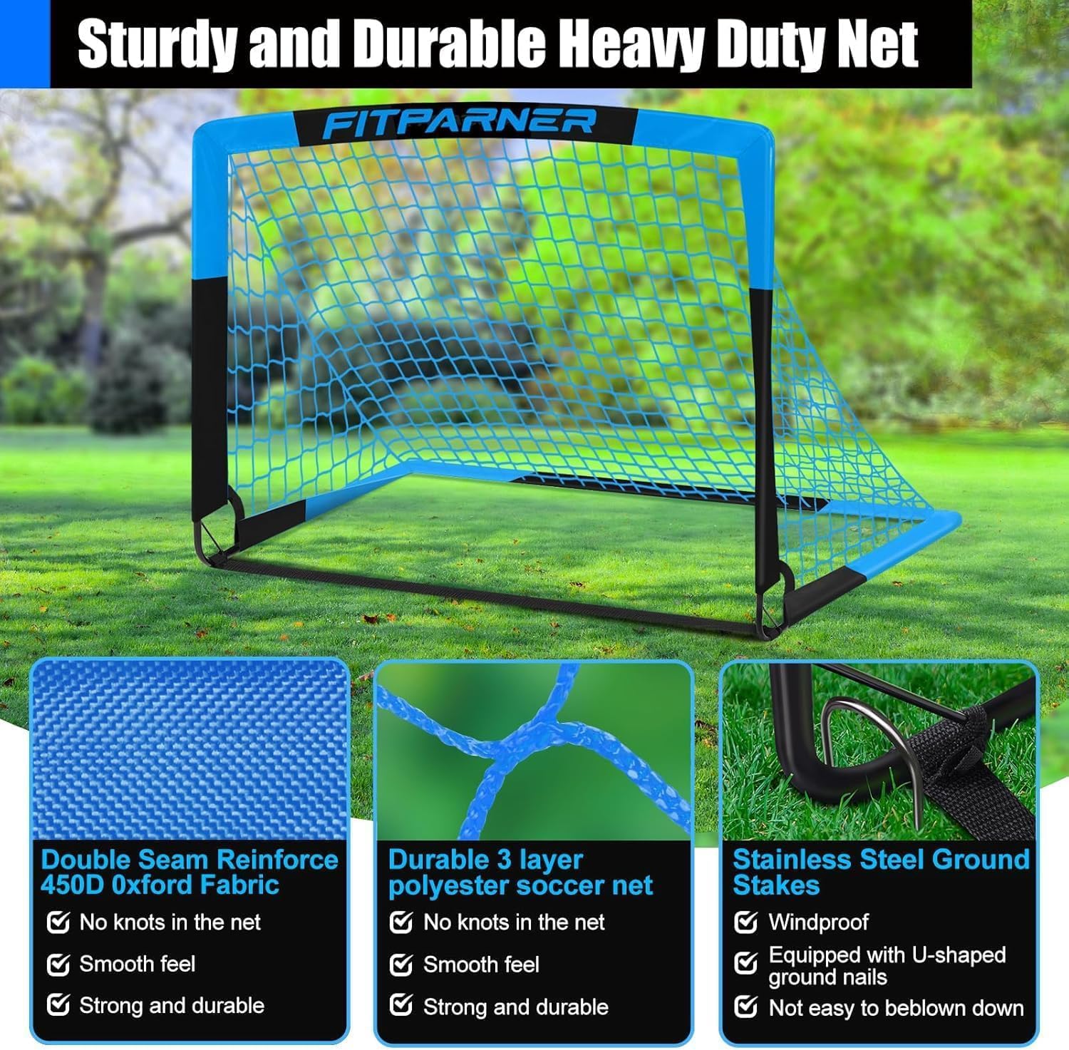 Thumbnail 2 de Kids Soccer Goals for Backyard Set – 2 Pack Portable Pop Up Soccer Nets with Ball and Accessories