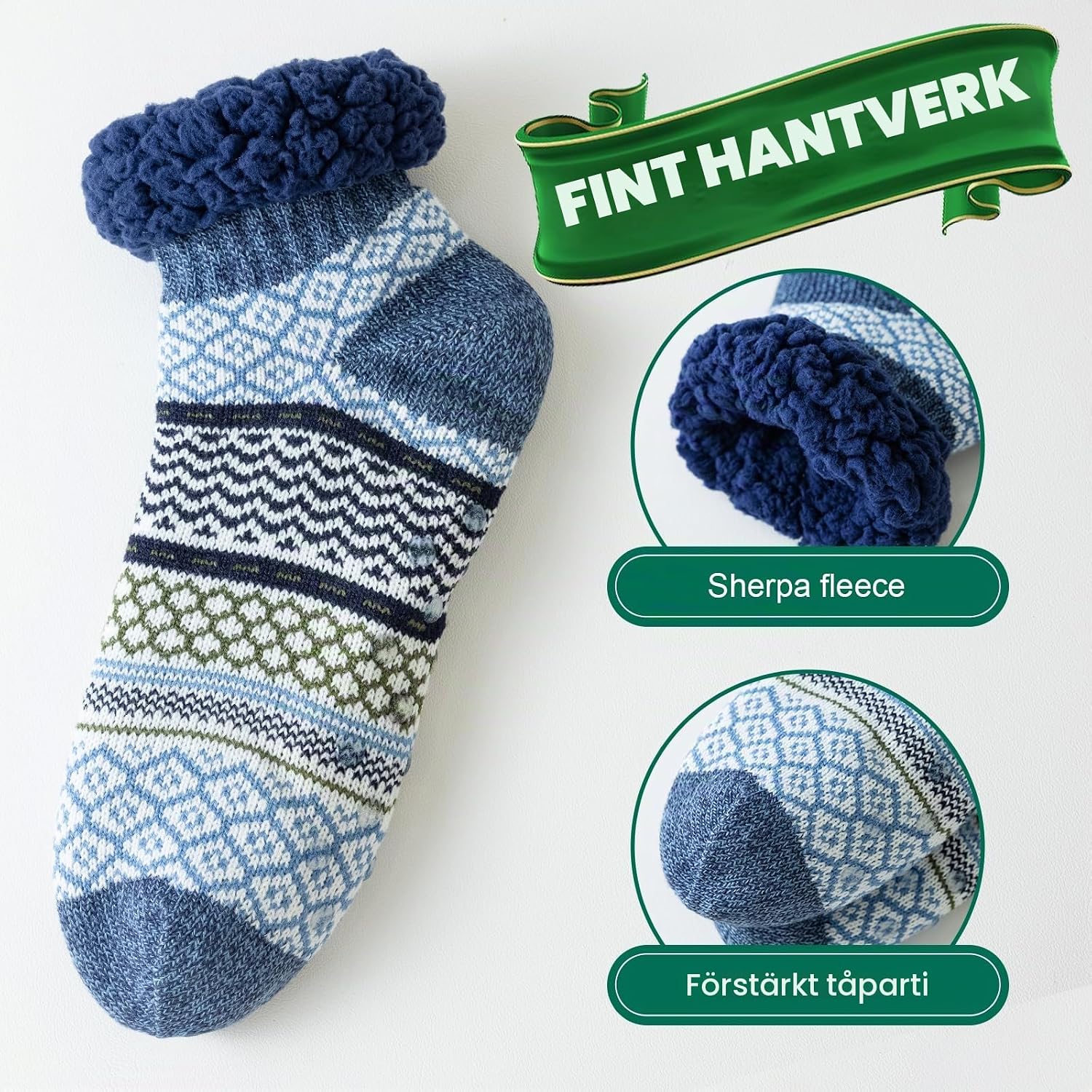 Detalle 2 de Cirorld fluffiga toffelstrumpor med grepp för varma fötter hemma
