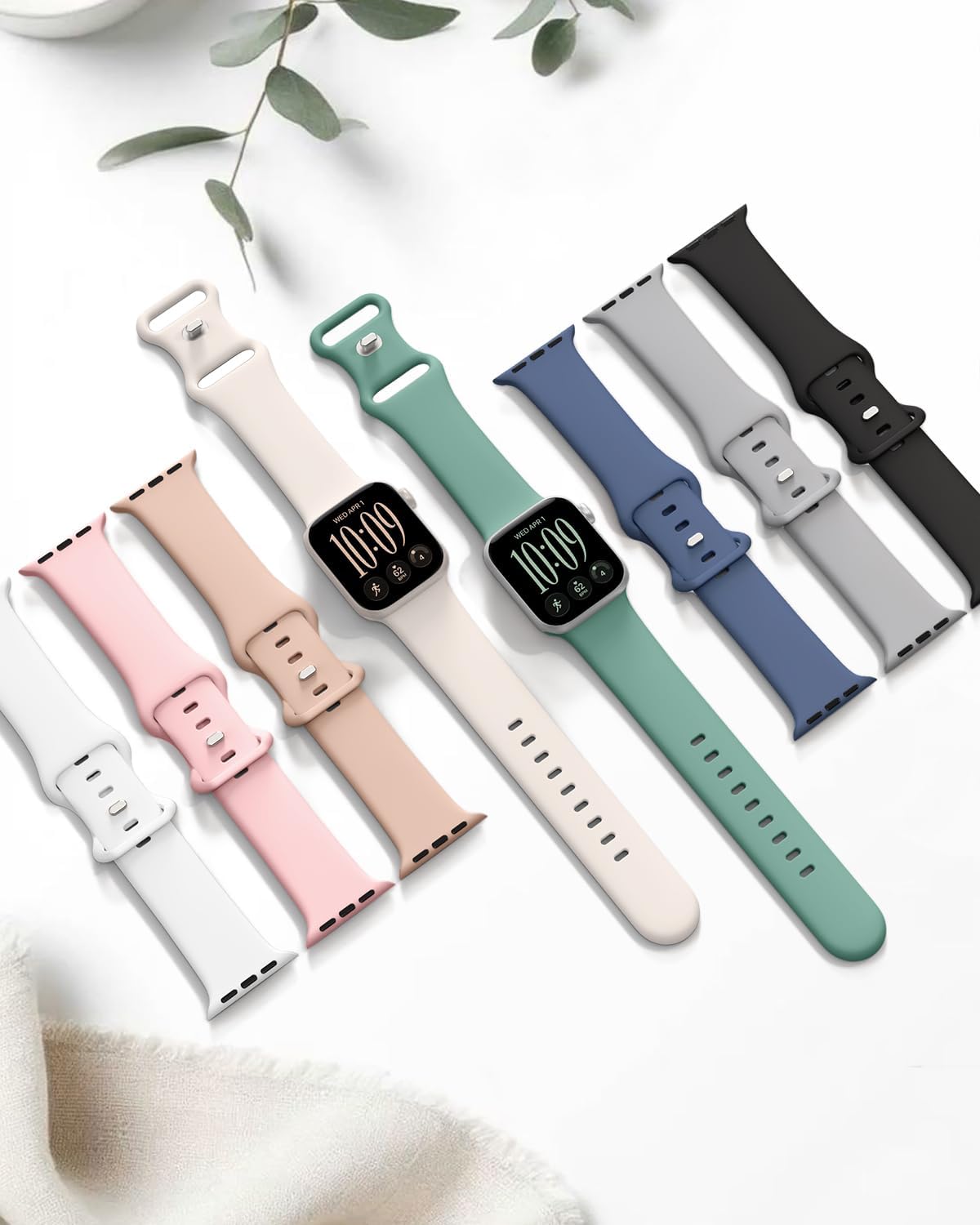 Detalle 1 de HEARTBOOM 6-Pack Silicone Sport Bands for Apple Watch, Adjustable Multi-Color Set