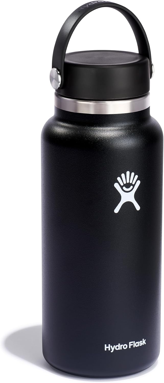 Detalle de Hydro Flask Water Bottle - 32 oz Wide Mouth Insulated with Flex Lid (Black)
