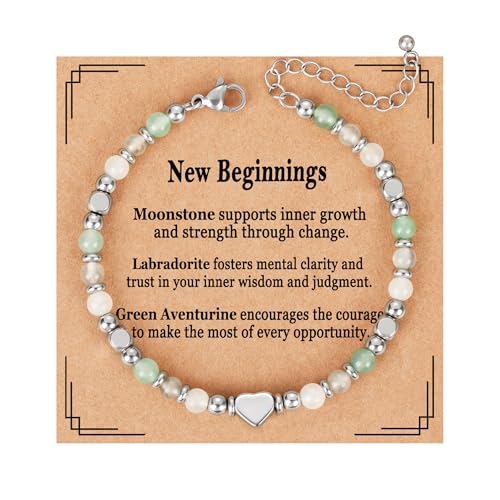 Detalle de ESPVO Crystals Retirement Leaving Bracelet for Women – Moonstone & Natural Stone Beads
