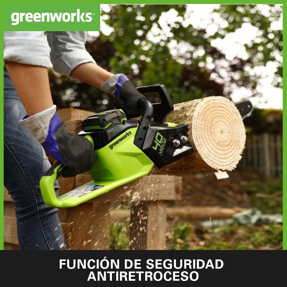 Detalle de Greenworks GD40CS15 Motosierra a BaterÃa 🚀 14" Sin BaterÃa