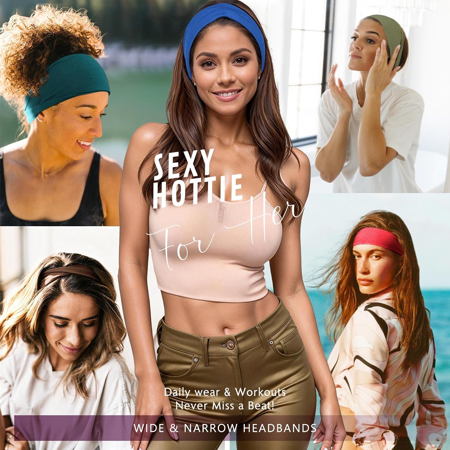 Detalle 2 de BELEVO 8er Set Haarbänder Damen – elastische, rutschfeste Stirnbänder für Sport, Yoga & Alltag