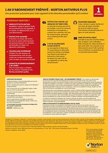 Thumbnail 1 de Norton Antivirus Plus 2026 pour 1 appareil — abonnement d'1 an (renouvellement automatique) | Téléchargement