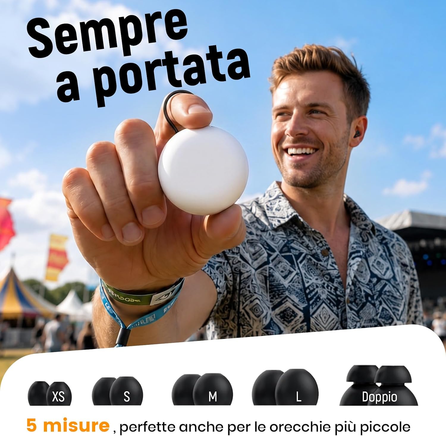 Detalle de Tappi orecchie per concerti con riduzione rumorosa 19 dB – comfort e protezione per festival e spettacoli live