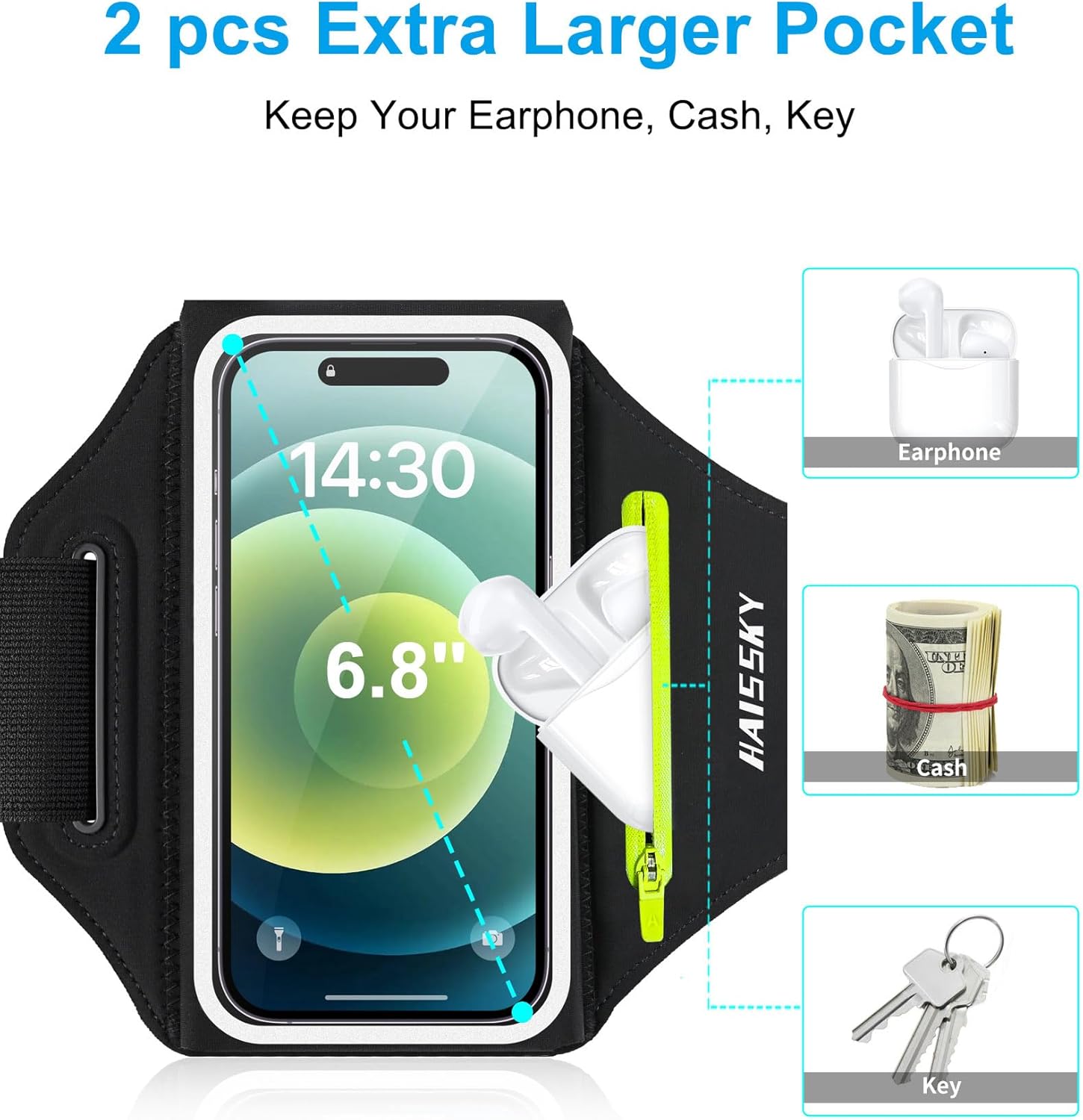 Thumbnail 1 de Razobws 6.8" Running Phone Holder with Earphone Bag