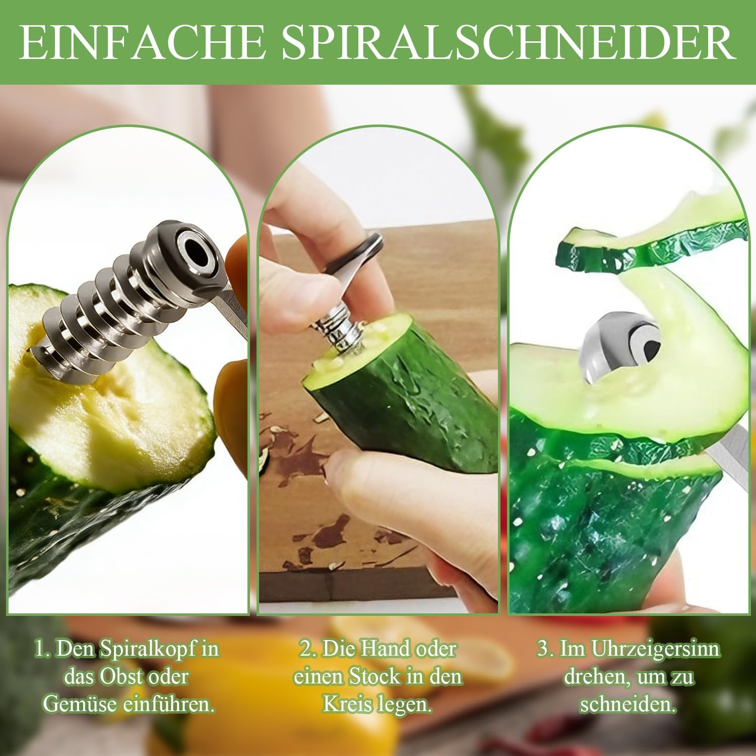 Detalle 2 de 2 Stück Spiralschneider Gemüse – Tragbarer Julienneschneider und Kartoffelschäler aus Edelstahl