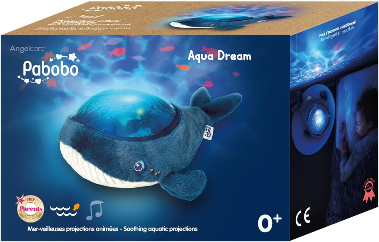 Thumbnail 5 de Pabobo Veilleuse peluche projecteur Baleine Aqua Dream : projections aquatiques, berceuses et bruits blancs