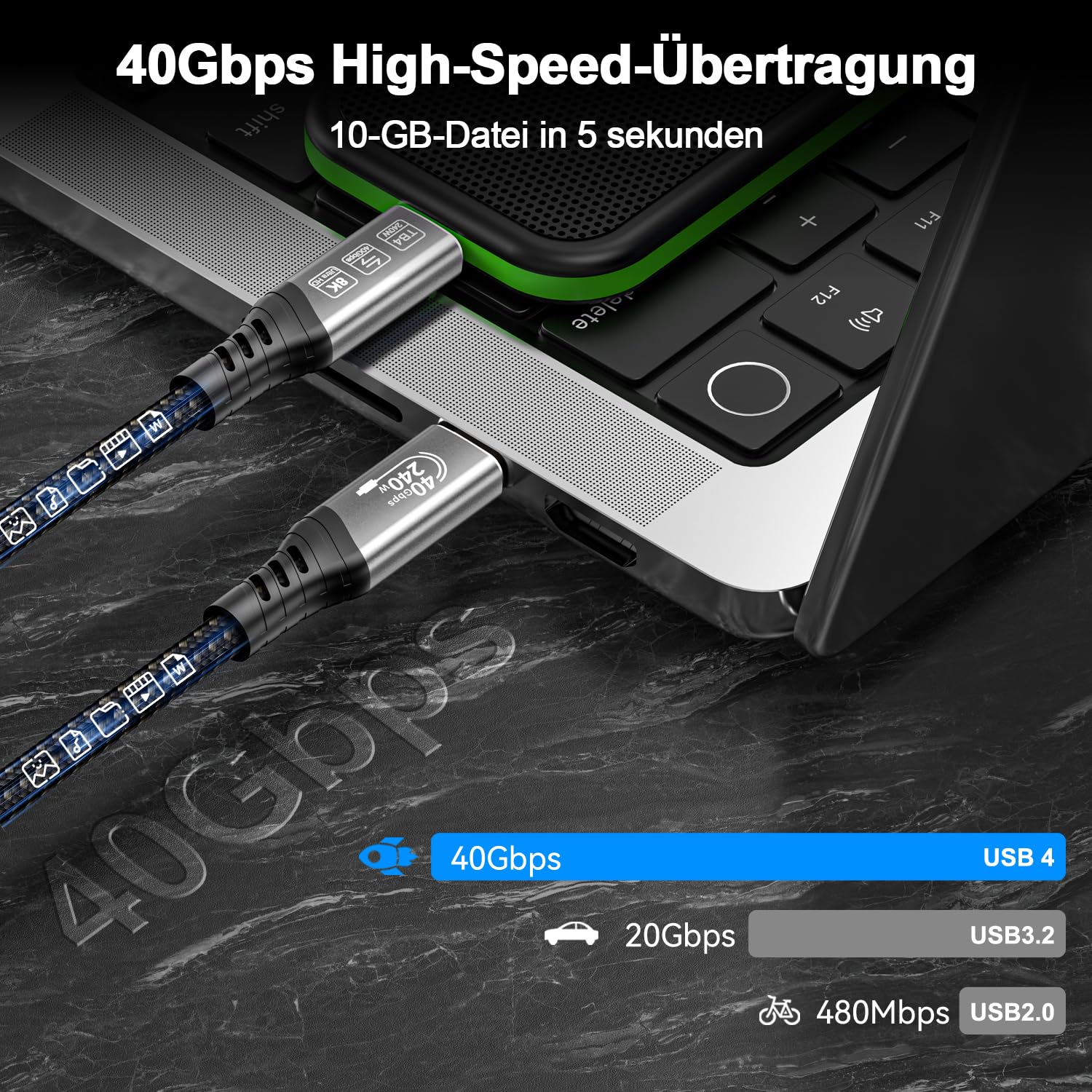 Detalle 2 de EUDOBEL USB 4 Thunderbolt 4 Kabel 2m