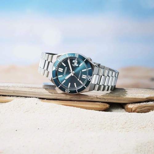 Detalle de Citizen NJ0231-56L Herren Automatikuhr – Blaues Zifferblatt, Saphirglas, Edelstahlband, 40 mm