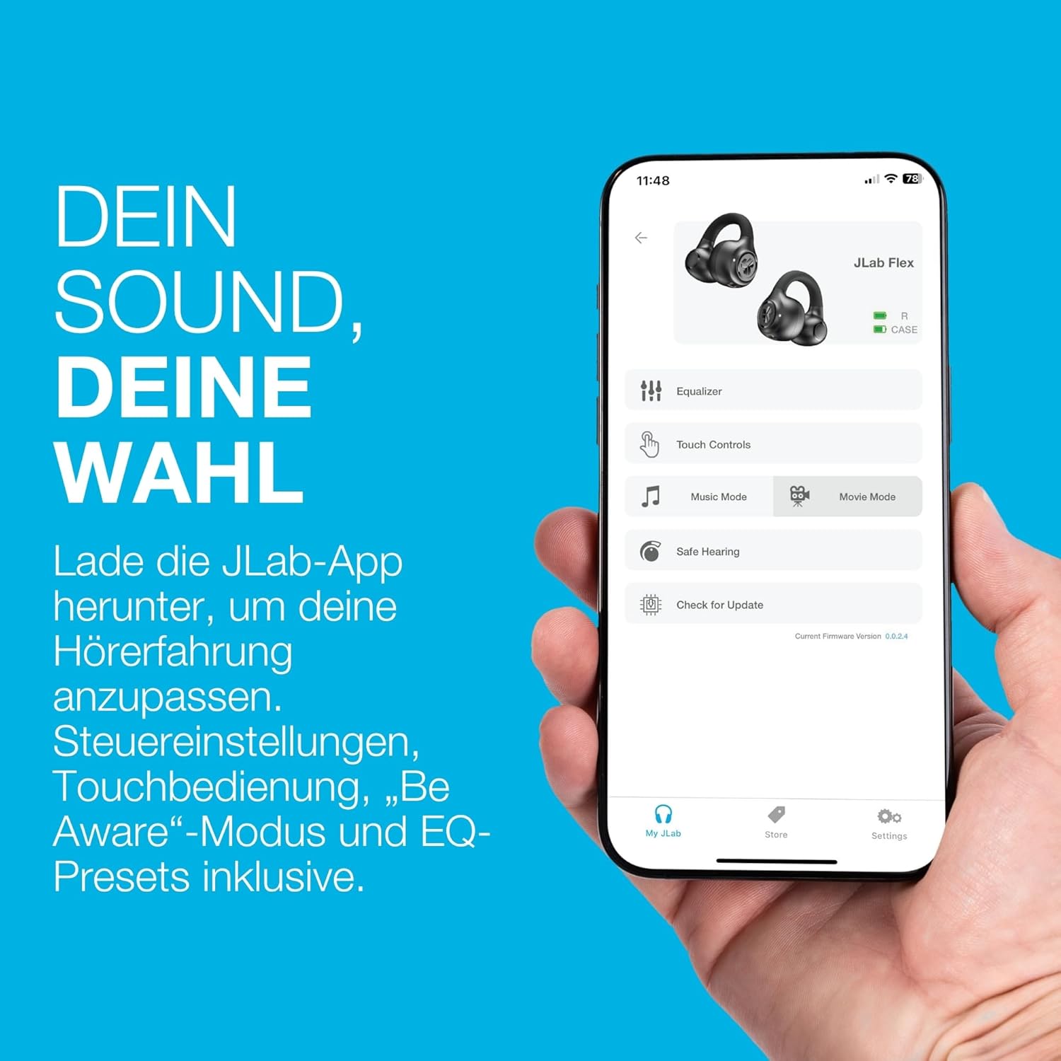 Thumbnail 4 de JLab Flex Open-Ear Kopfhörer (Clip-On) mit Bluetooth Multipoint, MEMS-Mikrofon & App – Weiß