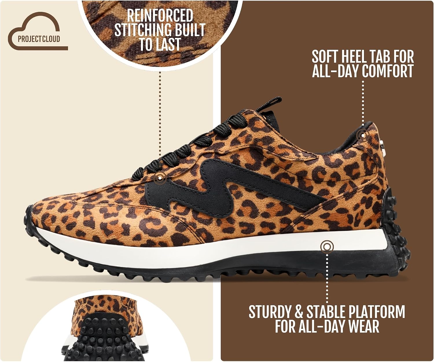 Detalle de Project Cloud Lecco Lace-Up Sneakers for Women with Canvas and Memory Foam