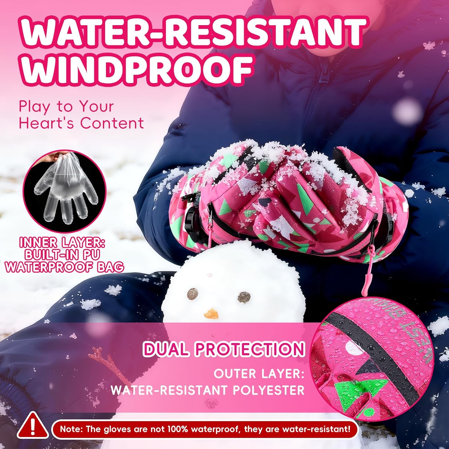 Thumbnail 3 de West Biking Kids Ski Gloves 3M Thinsulate, age 6–12