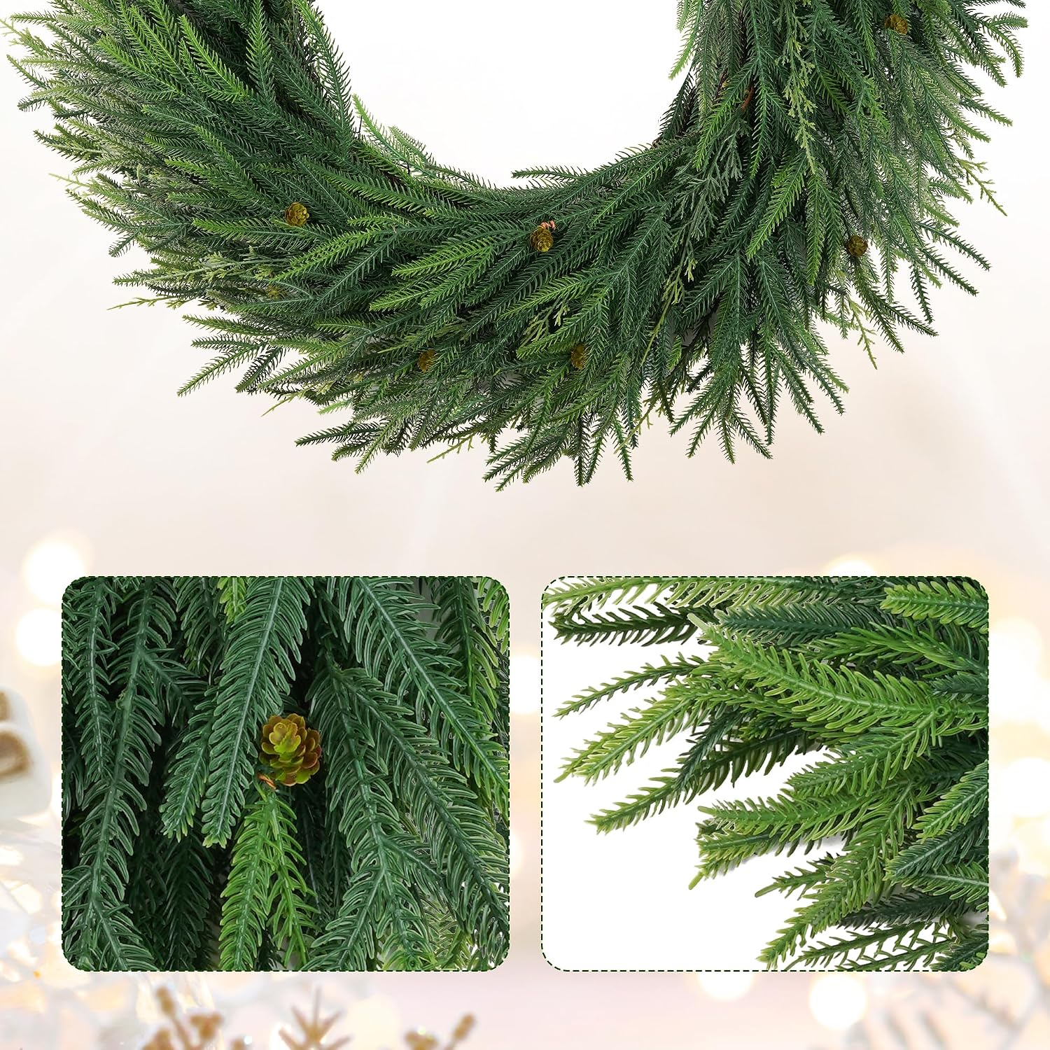 Thumbnail 3 de SEVENLOVE Cedar 30-inch Artificial Norfolk Pine Wreath, Green Year-Round Decor