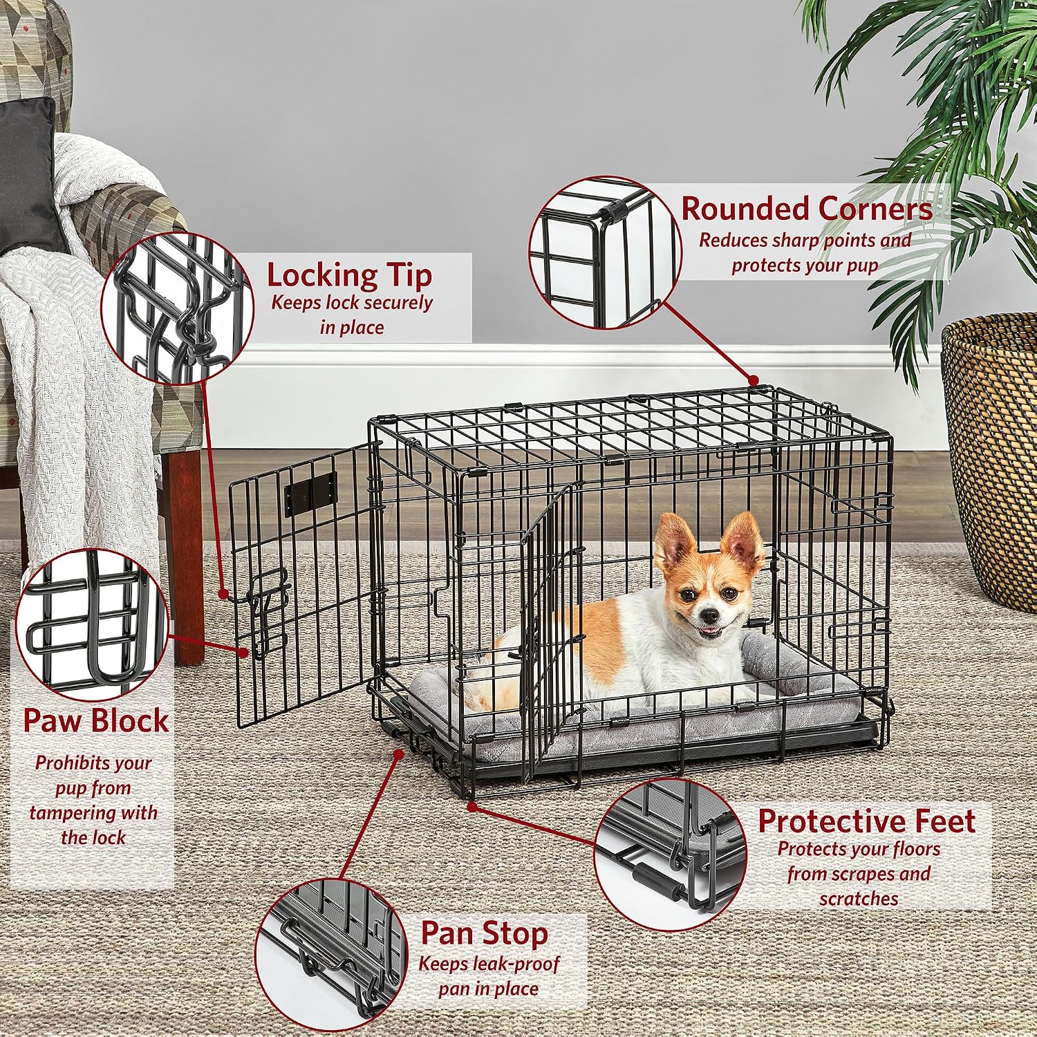 Detalle de MidWest Homes for Pets LifeStages XS 22-Inch Folding Dog Crate, Double Door