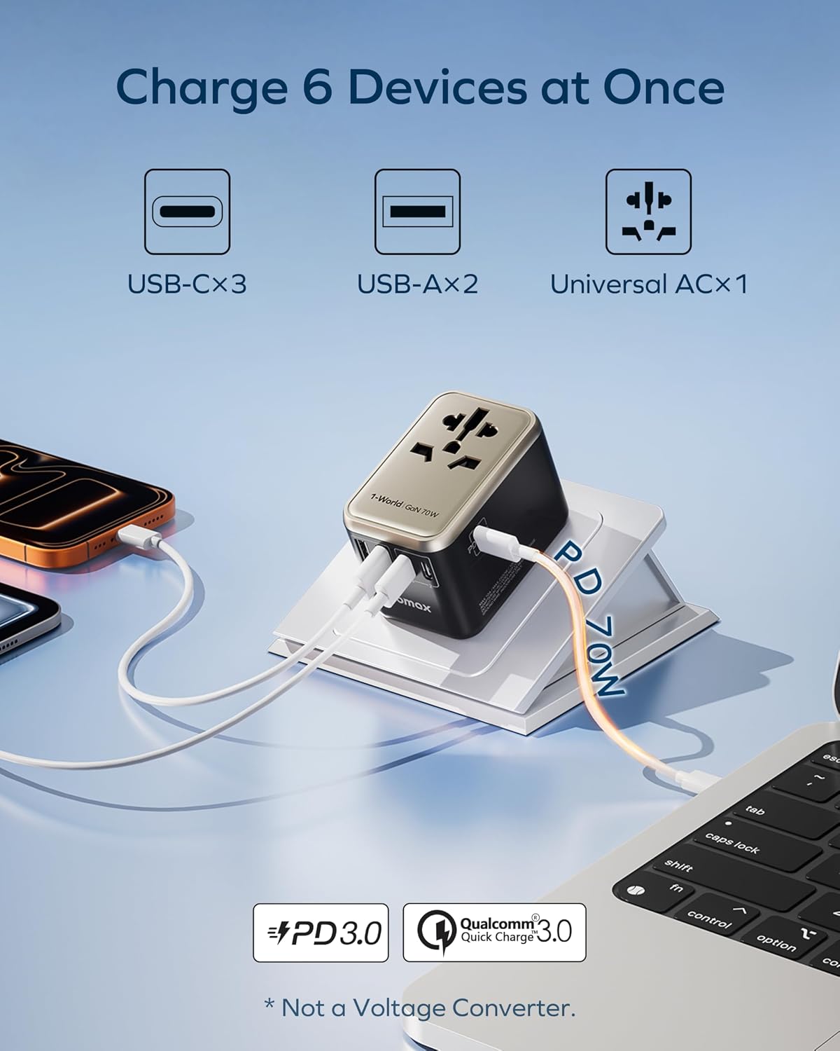 Detalle de MOMAX Universal Travel Adapter 70W