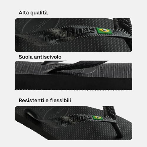 Detalle de Havaianas Top Brasil Unisex - FlipFlop Nero 43-44 EU: stile iconico e compromesso tra comfort e praticità
