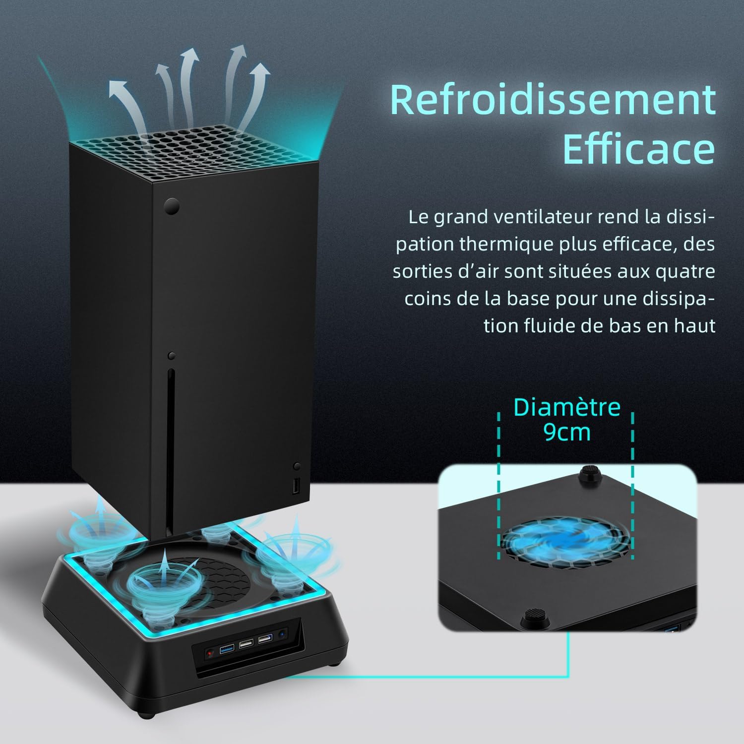 Thumbnail 3 de Mcbazel support de refroidissement pour Xbox Series X avec lumière RVB et ports USB