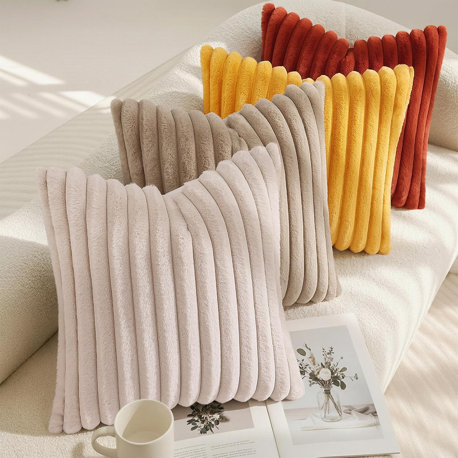 Thumbnail 6 de decorUhome Faux Fur Pillow Covers 18x18 Set of 2 🛋