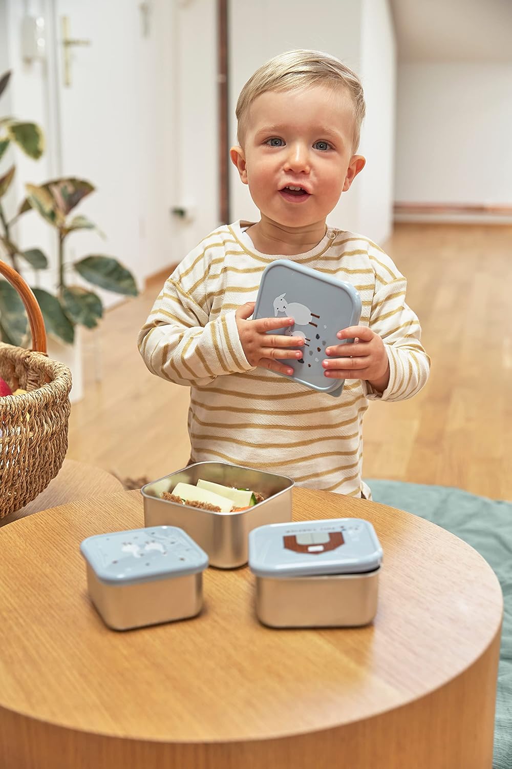 Thumbnail 3 de LÄSSIG Snackbox 3er Set Edelstahl Tiny Farmer blue – 3 Größen, spülmaschinenfest