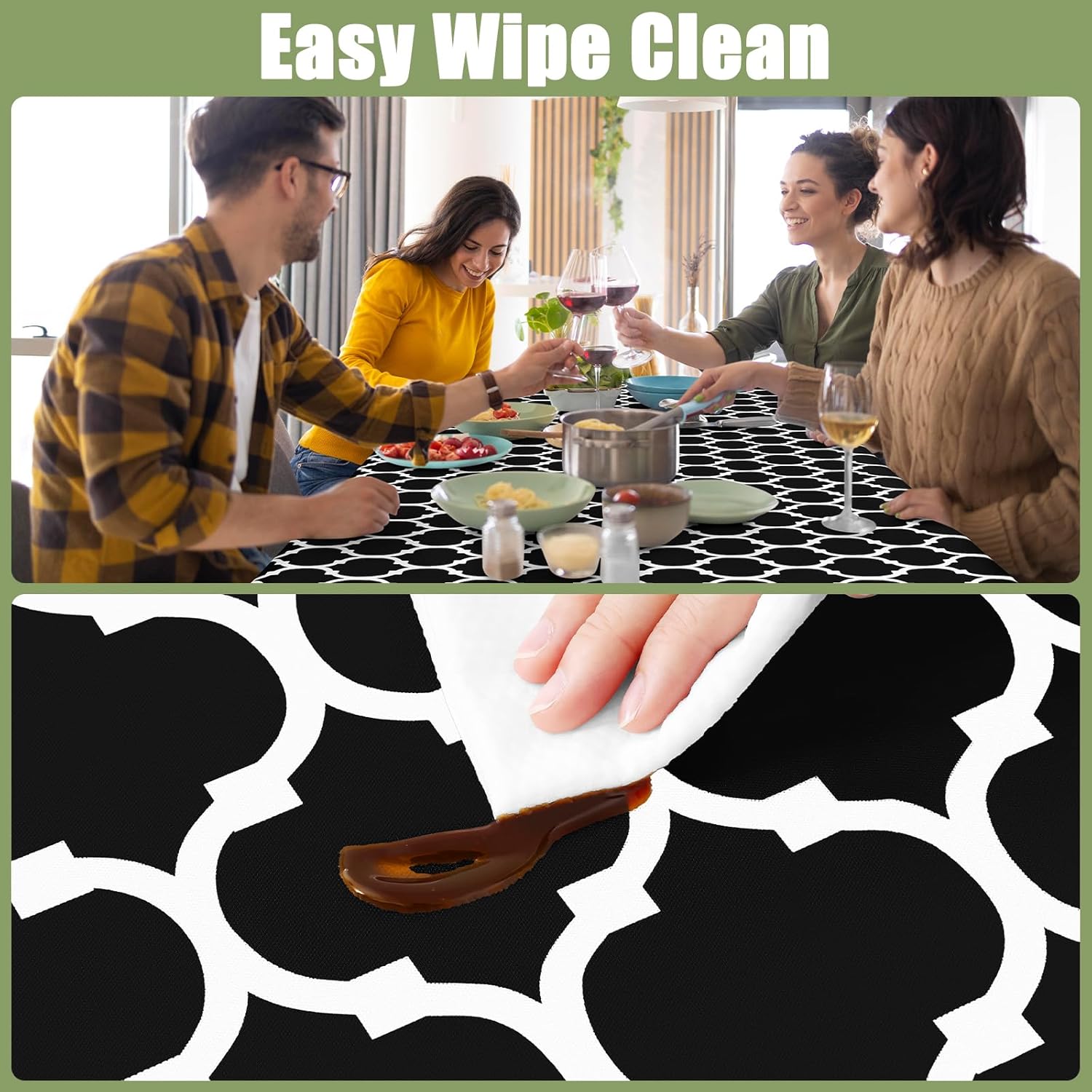 Thumbnail 3 de Smiry Rectangle Picnic Table Cover – Waterproof Elastic Fitted Tablecloth for 8-Foot Tables (30x96 Inches)