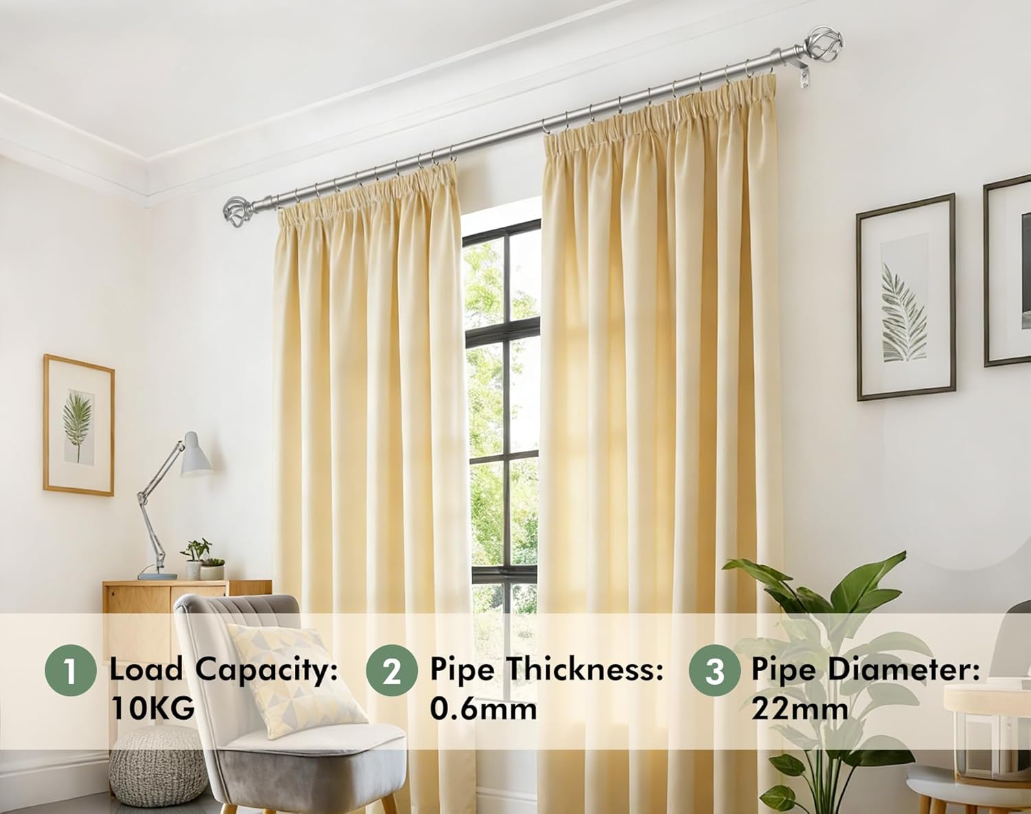 Thumbnail 4 de USFOOK Curtain Rods for Windows 48–84" ⌚📐