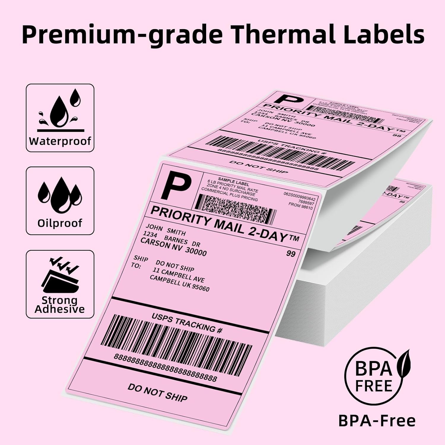 Detalle de Phomemo Etichette Rosa 4x6 500 per Spedizione – Compatibili con MUNBYN, Phomemo e Polono
