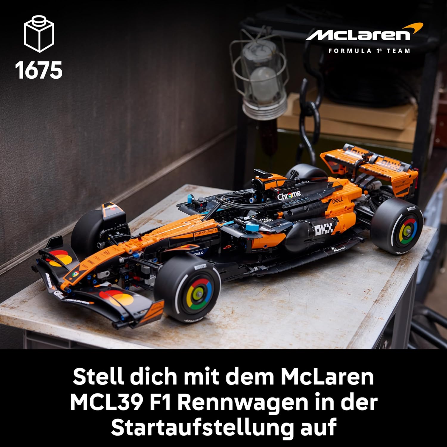 Detalle de LEGO Technic McLaren MCL39 F1 Rennwagen 1:8 – Modellbau für Erwachsene, inkl. V6-Motor, Differenzial & DRS-Aktivierung (42228)