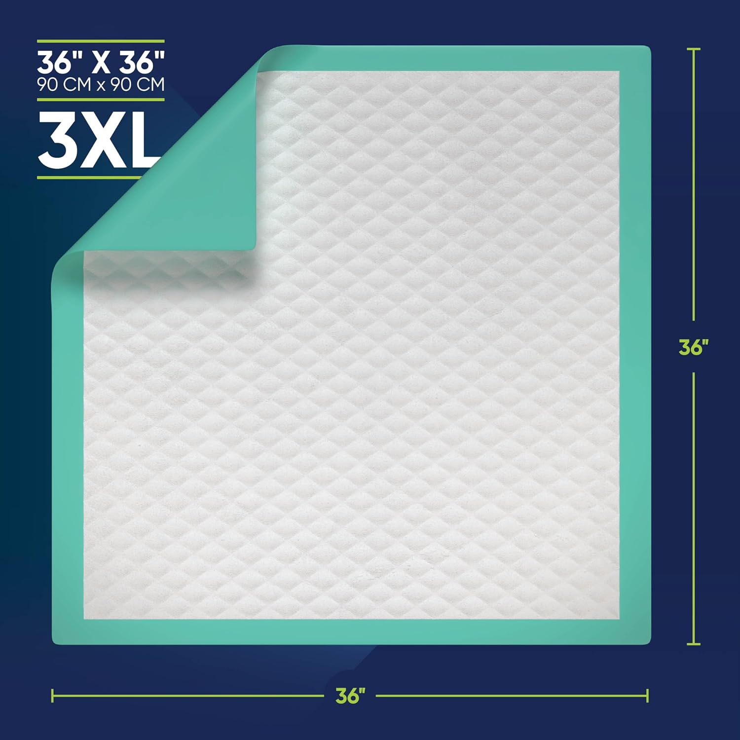 Detalle de 50 Pack Disposable Bed Pads 36 x 36 Inches — Ultra Absorbent, Latex-Free Incontinence Underpads