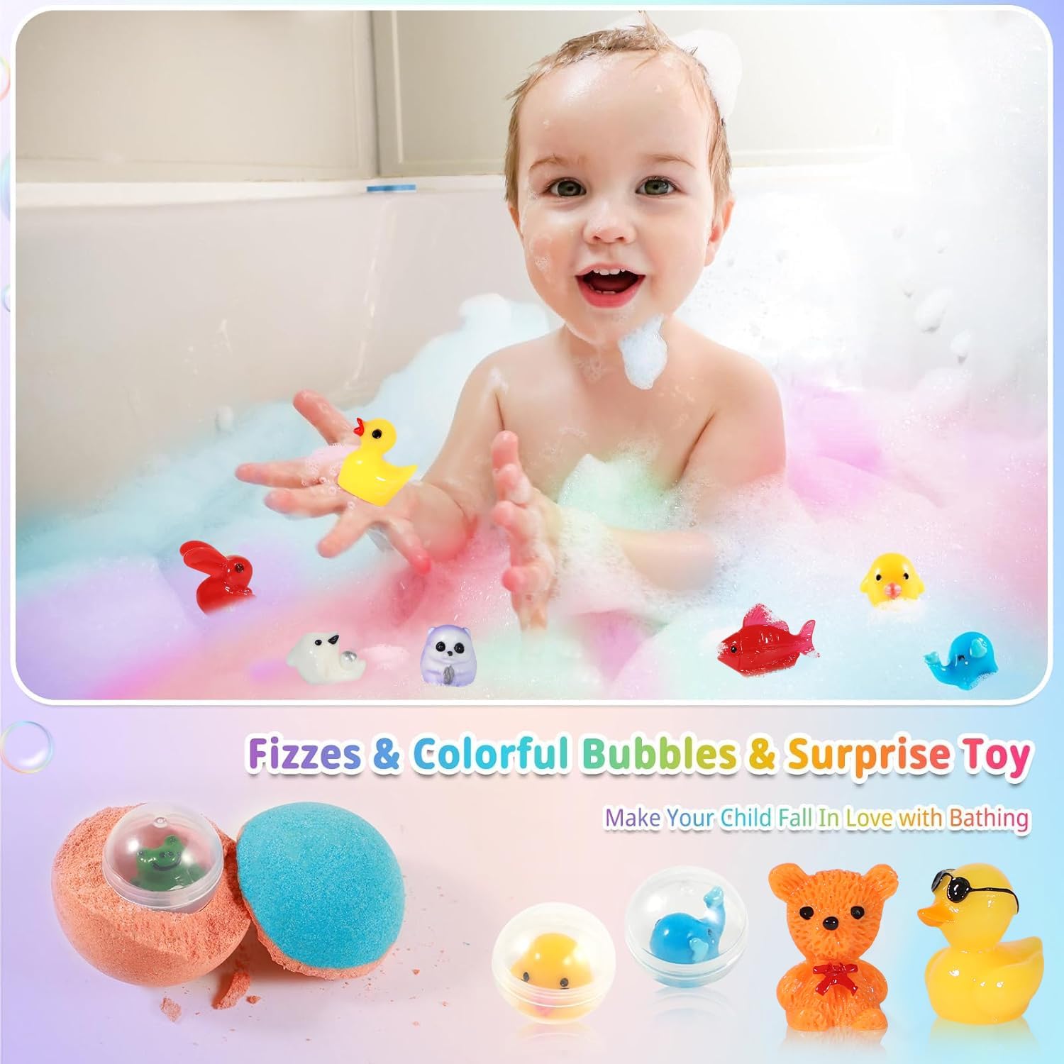 Detalle de Bath Bombs for Kids with Surprise Inside – 24 Pack Gift Set (Toys Inside)