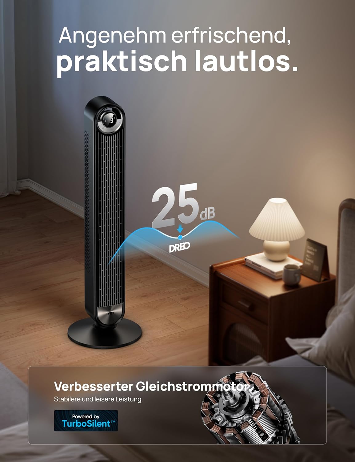 Thumbnail 2 de DREO 25 dB Leiser Smart Turmventilator, 106 cm Höhe – Cruiser Pro T2S, Schwarz
